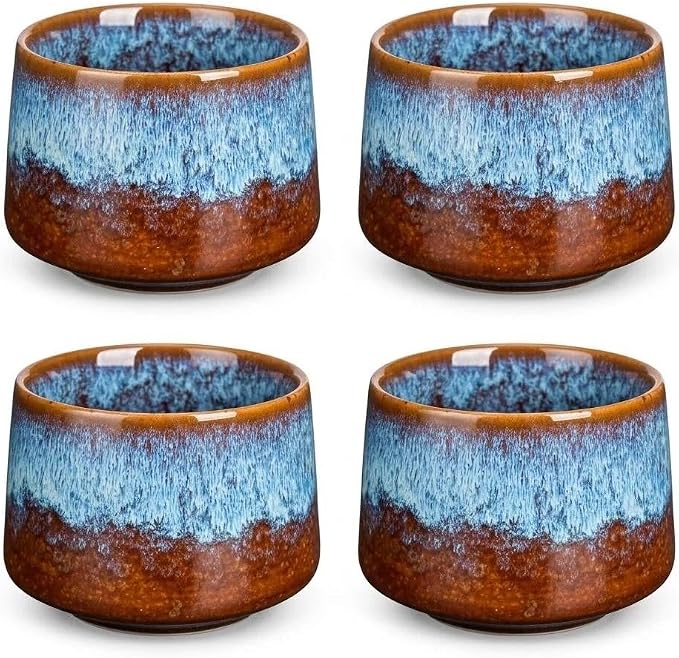 Japanese Tea Cups Set of 4pcs, 7oz/205ml Elegant Ceramic Matcha Cups by Unknown