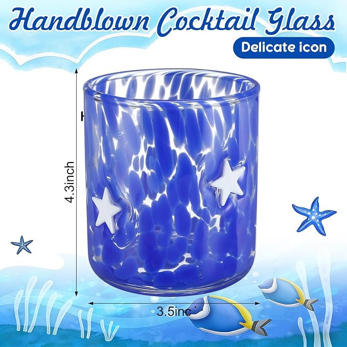 Skylety 2 Pcs Star Icon Juice Glasses 14 oz Stemless Wine Drinking Juice Glass - Image 2