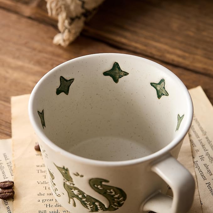 12 oz Vintage Ceramic Coffee Mug Set of 4 - Image 5