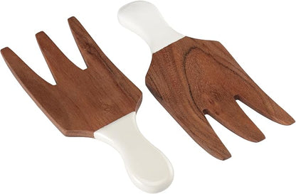 Folkulture Salad Hands or Set of 2 Acacia Wood Salad Servers, Salad Tongs Set by FOLKULTURE