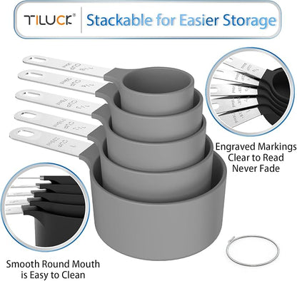 Measuring Cups & Spoons Set, Stackable Cups and Spoons | Nesting Measure Cups - Image 4
