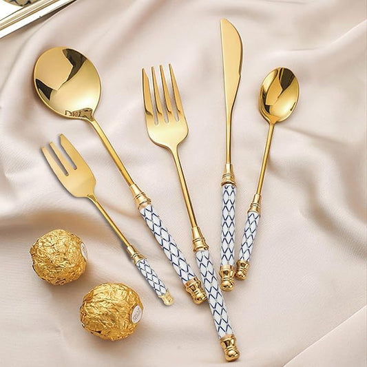 10-piece Silverware Set With Ceramic Handle, Premium Food Grade Stainless Steel Flatware Sets, Mirror Polished Cutlery Set, Dishwasher Safe (for 2 People)