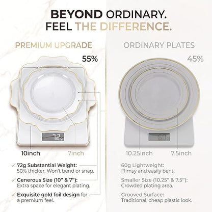 350Pcs Clear and Gold Plastic Plates - Image 3