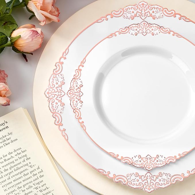 Bestluck 175PCS Rose Gold Disposable Dinnerware - Image 3