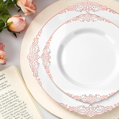 Bestluck 175PCS Rose Gold Disposable Dinnerware - Image 3