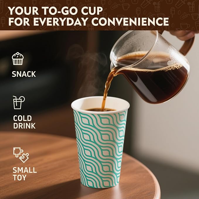 YEEHAW 16 oz Coffee Cups with Lids, 100 Pack | Heat & leak-proof paper - Image 4
