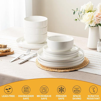 EWFEN Plates and Bowls Sets, 24 Pieces Ceramic Dinnerware Set - Image 7