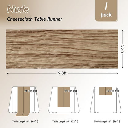 12 Pack Nude Cheesecloth Table Runner 120 Inch Boho Wedding Decor | Cheesecloth - Image 2