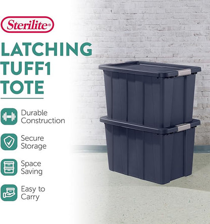 Sterilite 8-Pack Storage Bins with Lids, Heavy Duty Totes, Tuff1, 30 Gallon, Dark Indigo