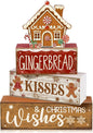 Moucuny 4 Pcs Christmas Table Decoration Gingerbread House Wooden Stacked Block by Moucuny