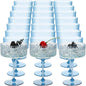 24 Pcs Ribbed Martini Glasses 10 oz Disposable Plastic Vintage Ribbed Coupe Glasses Unbreakable Dessert Parfait Glassware for Wedding Birthday Party Supplies (Blue)