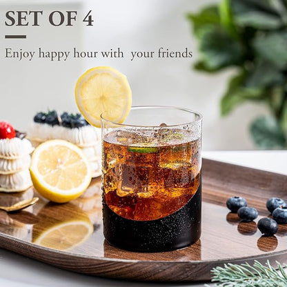 MyGift 12 oz Set of 4 Matte Black Drinking Glasses - Image 3