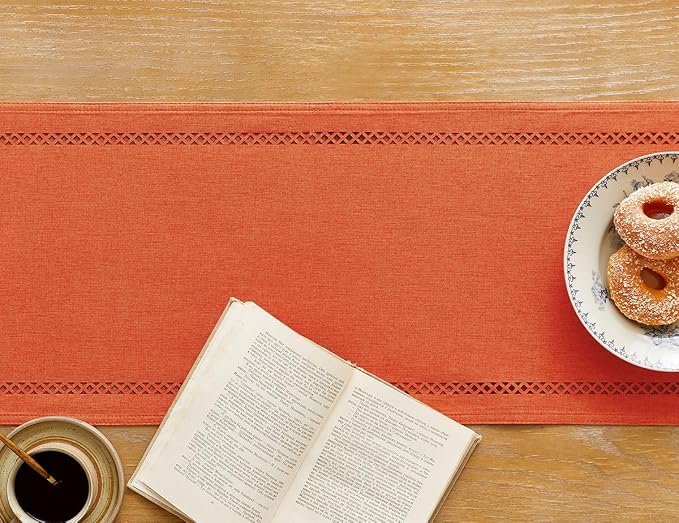Orange Burlap Table Runner, Fall Table Runners 48 inches Long | Double Layer - Image 6