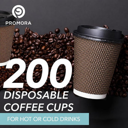 Promora 8 oz Brown Disposable Coffee Cups - Image 3