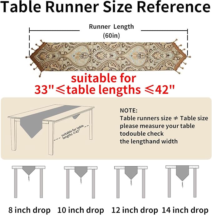 Luxury Vintage Design Table Runner 60 inches Long Embroidery Jacquard Fabric - Image 2