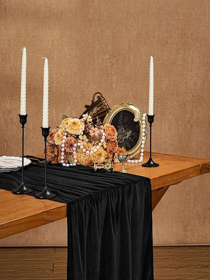 Black Velvet Table Runner 29x120 Inch Luxury Retro Halloween Runners | 10ft - Image 2