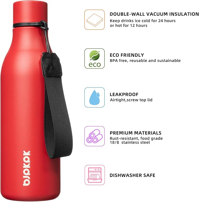 BJPKPK 18oz Insulated Water Bottle, Stainless Steel Bottle - Image 2