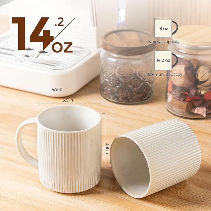 theterra Ceramic Coffee Mugs Set of 4, 14.2 oz Coffee Cups - Image 2