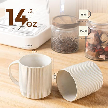 theterra Ceramic Coffee Mugs Set of 4, 14.2 oz Coffee Cups - Image 2