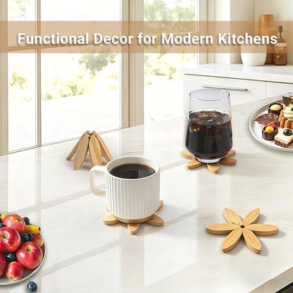 Yuoyar Wooden Tree-Shaped Coasters Set - Image 6