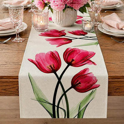 Floral Table Runner Mode Flowers Spring Summer Table Runner Seasonal Table - Image 4