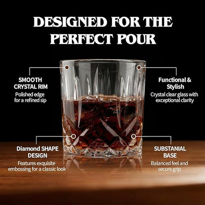 Moretoes Crystal Whisky Drinking Glasses Set of 12, Glass Cups | Mixed - Image 4