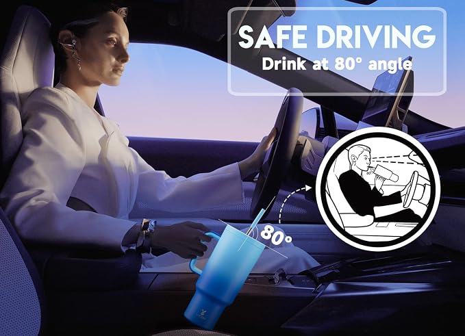 Meoky 40oz Tumbler with Handle, Leak-proof Lid and Straw, Insulated Coffee Mug - Image 6