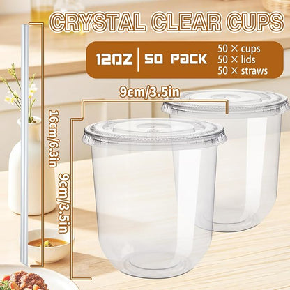 Alaeseje 50 Pack 12 oz Clear Plastic Iced Coffee Cups - Image 2