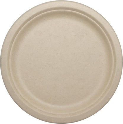 World Centric Compostable Round Paper Plates, 9" (Pack of 250), Made from Unbleached Plant Fiber, Sustainable, Heavy Duty, Grease Resistant, Microwave & Freezer Safe, PFAS Free