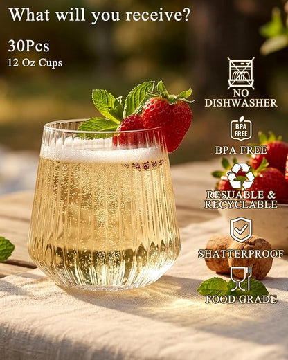Ciaell 30 Pack Plastic Wine Glasses - Image 2