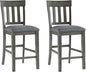Signature Design by Ashley Hallanden Modern Farmhouse Counter Upholstered Barstool, Set of 2, Comb-back Design, Solid Wood, 25.75" , Dark Gray