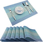 Plastic Placemats,Non Slip Washable Placemats for Dining Table Wipe Clean Table Mats Set of 6(Blue)