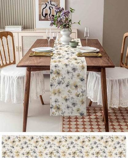 Watercolor Flower Short Table Runners 36 Inches, Cotton Linen Fabric Table - Image 6