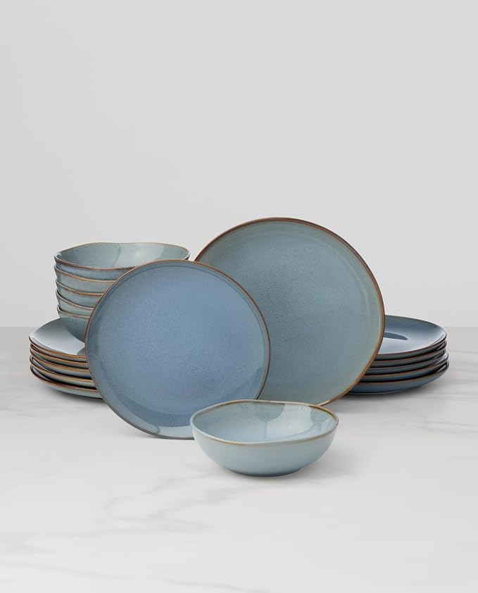 Oneida Organic Shades Blue Stoneware 18-Piece Dinnerware Set - Image 7