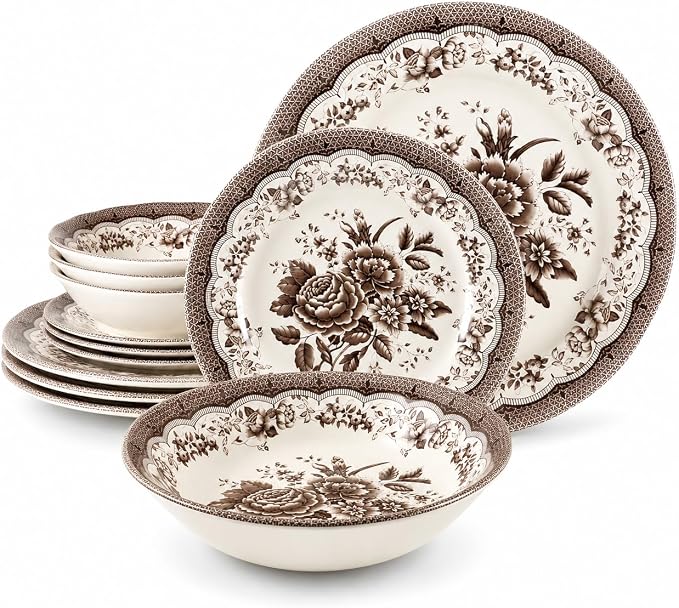 12-Piece Porcelain Dinnerware Set by TudorEngland