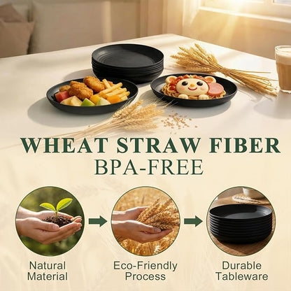 Dinner Plate 8 Inch, Wheat Straw Plates Set of 8, Alternatives to Plastic - Image 3