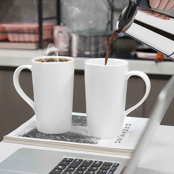 20 OZ Simple Pure White Mug Plain Large Tall White Ceramic Milk Tea Coffee Mug - Image 3