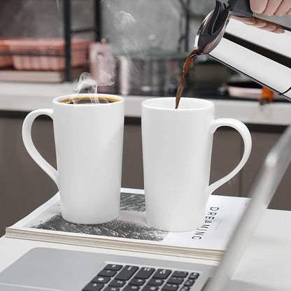 20 OZ Simple Pure White Mug Plain Large Tall White Ceramic Milk Tea Coffee Mug - Image 3