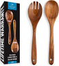 Zulay Kitchen Teak Wood Utensil Set – 2 Piece Large Wooden Salad Serving Spoon by ZulayKitchen
