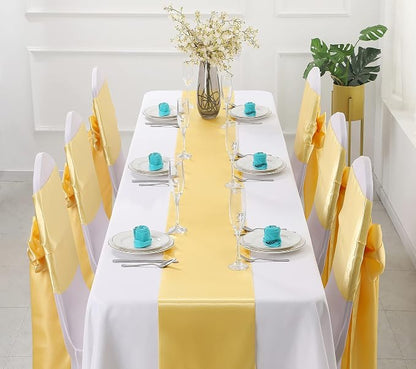 Horbaunal 2 Pack Light Gold Satin Table Runner 12 x 108 Inch | Smooth Table - Image 2