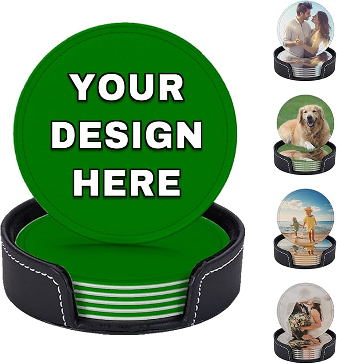 Customized Coasters for Drinks Leather Drink Coaster by YHPHRTA