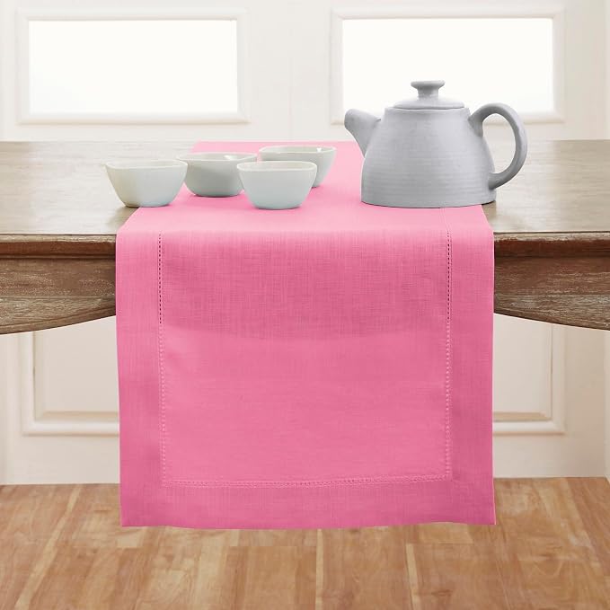 Solino Home 100% Pure Linen Dining Table Runner Flamingo Pink, 14 x 120 in | by SolinoHome