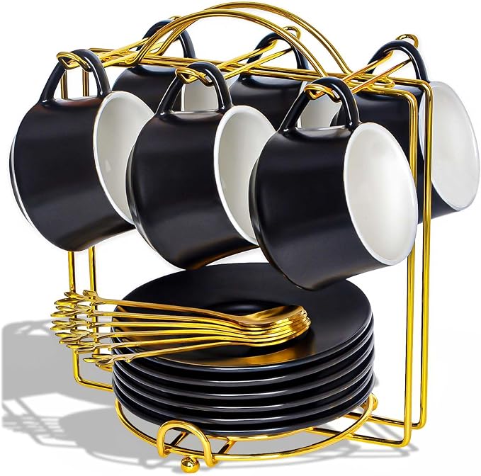 Lareina 3-Ounce Porcelain Espresso Cups Set of 6, Stackable Coffee Cups by Lareina