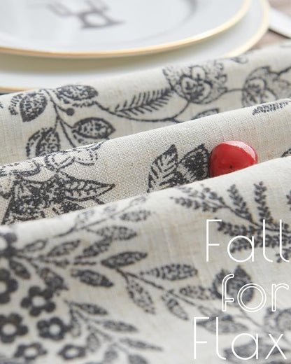 jinchan Black Floral Linen Table Runner 13 x 72 Inch Farmhouse | Rustic - Image 8