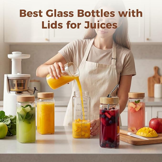 16 oz Square Glass Juice Bottles - Image 4
