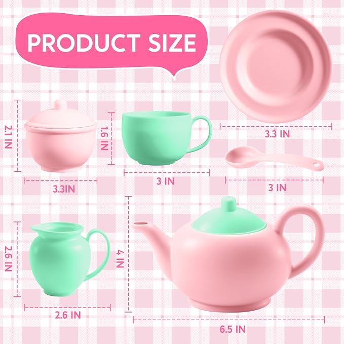 JOYIN 18PCS Pretend Tea Party Set, Plastic Tea Set, Mini Kitchen - Image 8