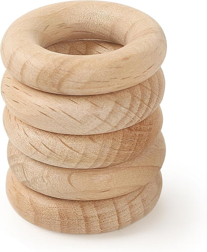 FoDau770 5pcs Natural Beech Wooden Rings, Unfinished Solid Wood Rings Heavy by FoDau770
