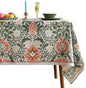 ISAENNE Designer Bohemian Linen Green Rectangular Tablecloth,Floral Indoor Table Cloth,Stain Resistant Decor Tablecloths for Dining Thanksgiving Kitchen Party Christmas,55"*87"-Naples
