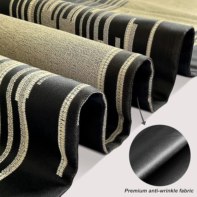 Elegant Black Table Runner, Modern Abstract Geometric, Tassels | Table Runners - Image 2