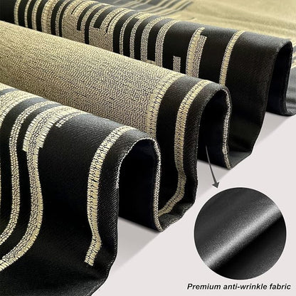 Luxury Modern Black Table Runner, Abstract Geometric, Fancy Tassels | Table - Image 2